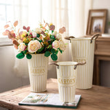 Retro Iron Vase Milky White Flower 