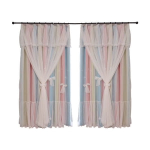 Nordic Simple Hollow Star Princess Wind Bedroom Blackout Curtains